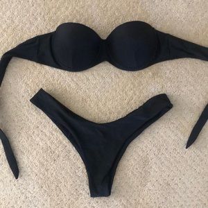 NWOT High Cut Black Bandeau Bikini